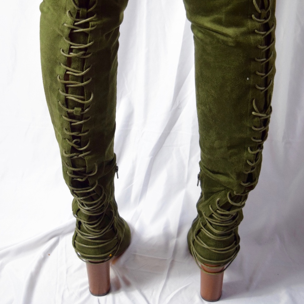 Aldi - Thigh High Corset Lace Boot Green